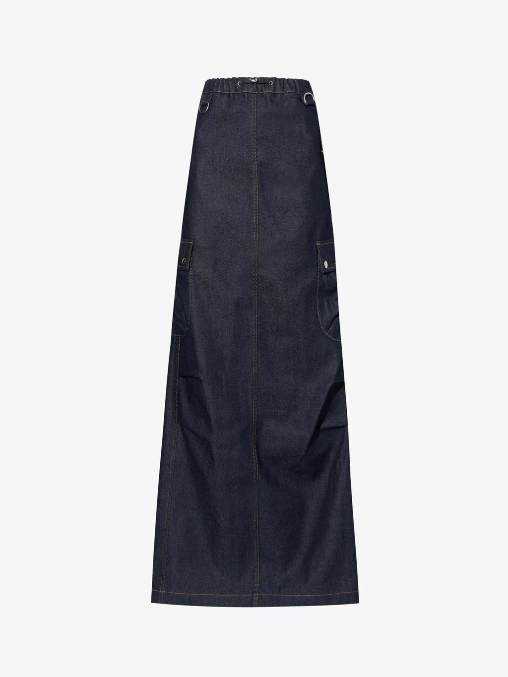 COPERNI Cargo Denim Dark Wash Logo Patch Pocket Detail Maxi Skirt - House Of Huntington