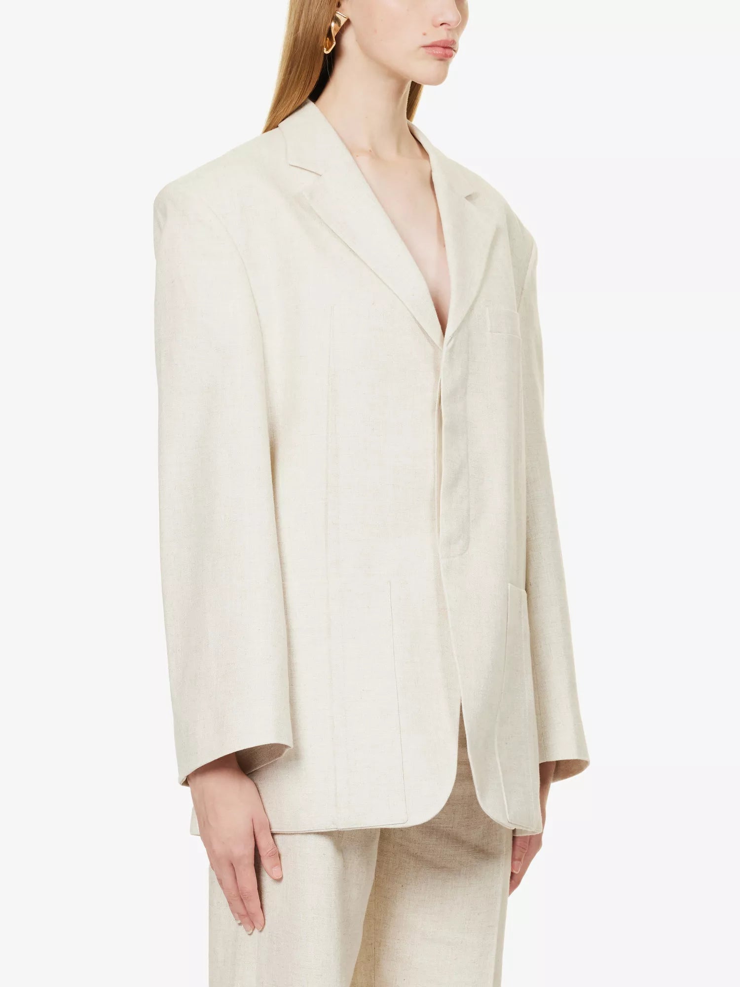 JACQUEMUS La Veste d'Homme Notch-Lapel Linen-Blend Beige Blazer - House Of Huntington