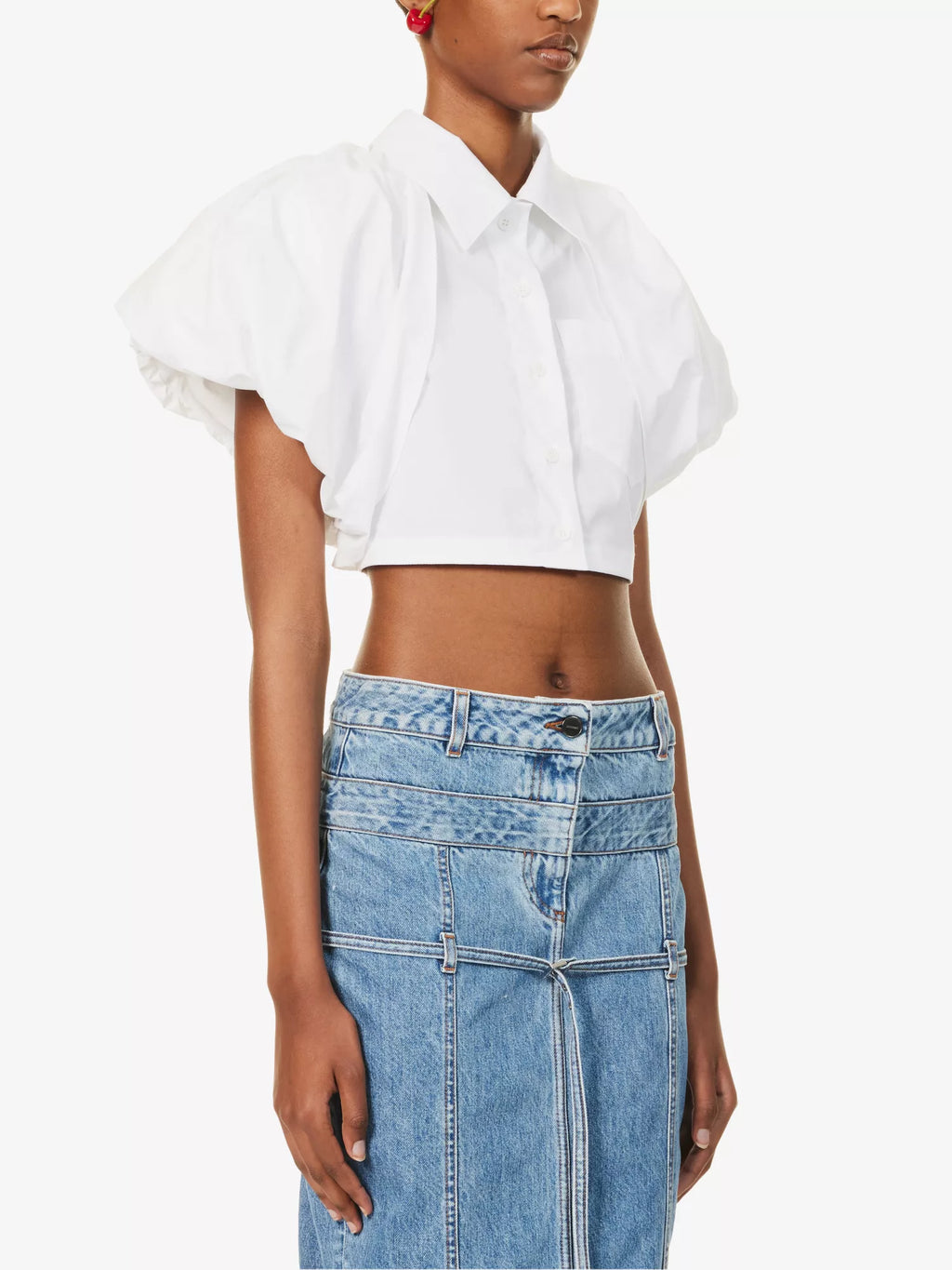 JACQUEMUS La Chemise Pavane Puffed Sleeve Woven Cropped Shirt - House Of Huntington