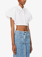 JACQUEMUS La Chemise Pavane Puffed Sleeve Woven Cropped Shirt - House Of Huntington