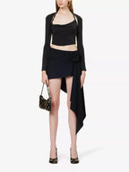 JACQUEMUS Le Haut Peplo Cut-Out Woven Black Top - House Of Huntington