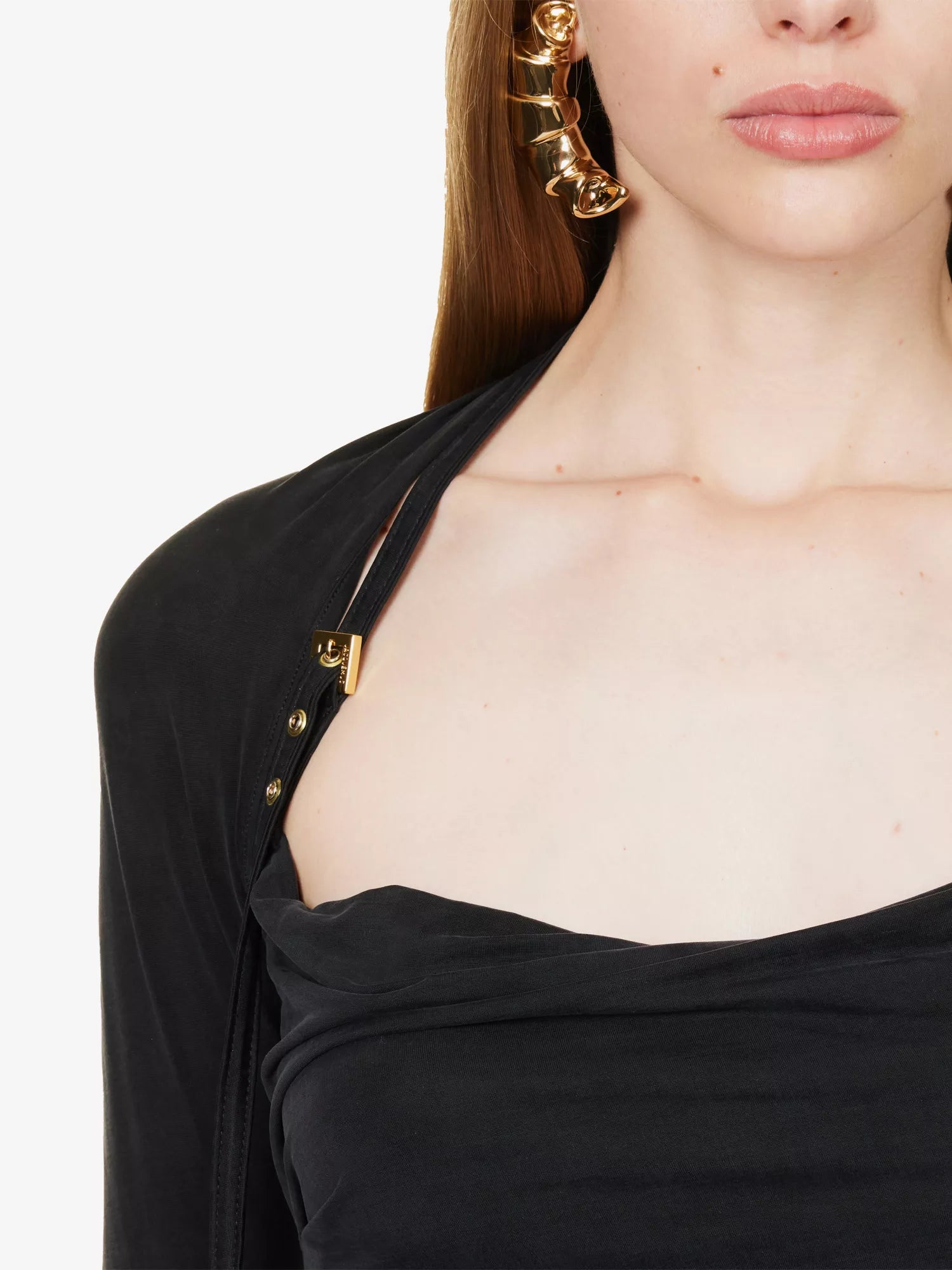 JACQUEMUS Le Haut Peplo Cut-Out Woven Black Top - House Of Huntington