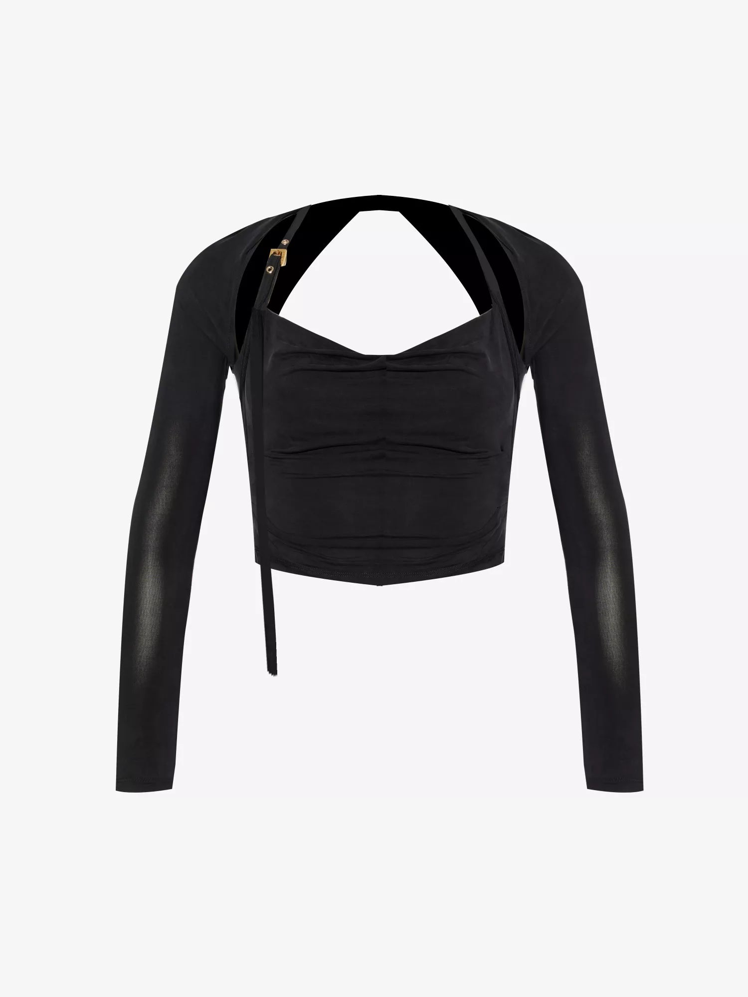 JACQUEMUS Le Haut Peplo Cut-Out Woven Black Top - House Of Huntington