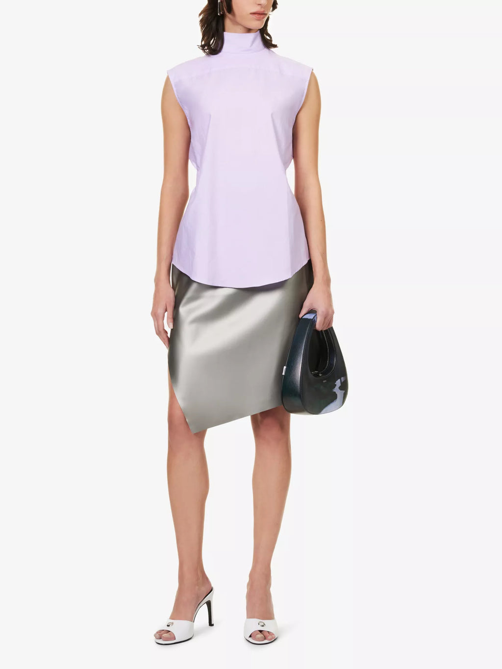 COPERNI Lilac Sleeveless High Neck Button Back Shirt - House Of Huntington