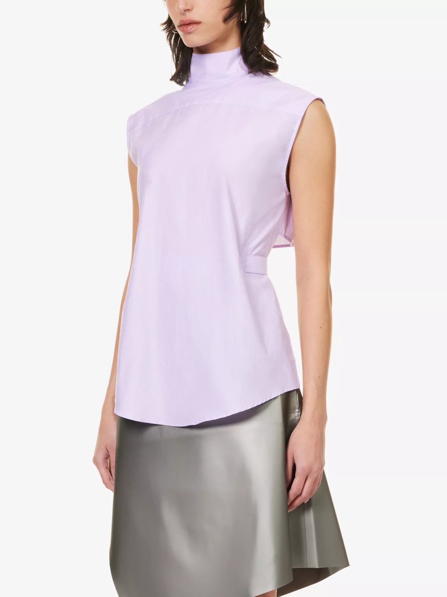 COPERNI Lilac Sleeveless High Neck Button Back Shirt - House Of Huntington