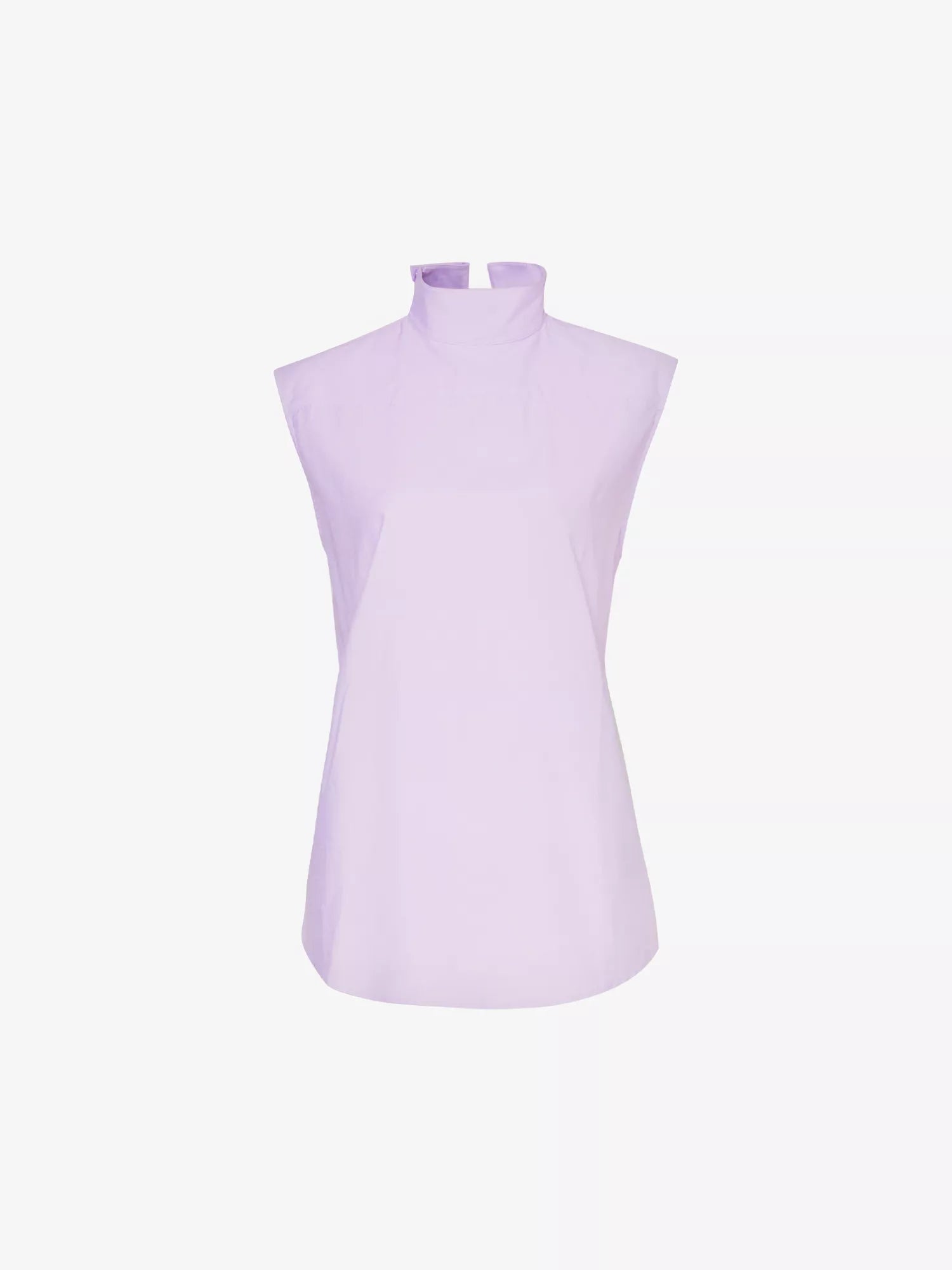 Sleeveless High Neck Button Back Shirt