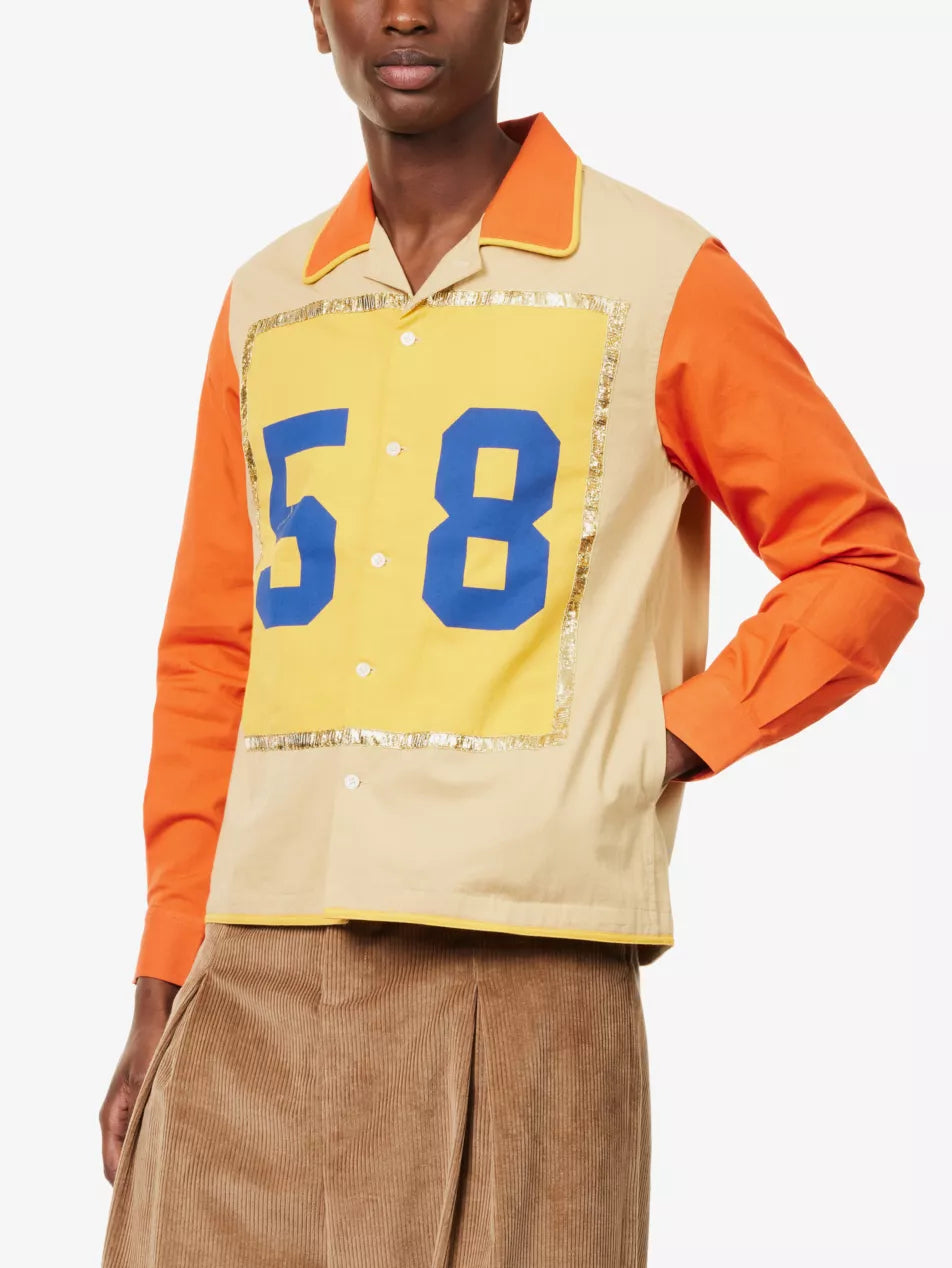 BODE Fifty Eight Long Sleeve Relaxed Fit Cotton Poplin Overshirt