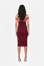 Nensi Dojaka Burgundy Pink Midi Dress