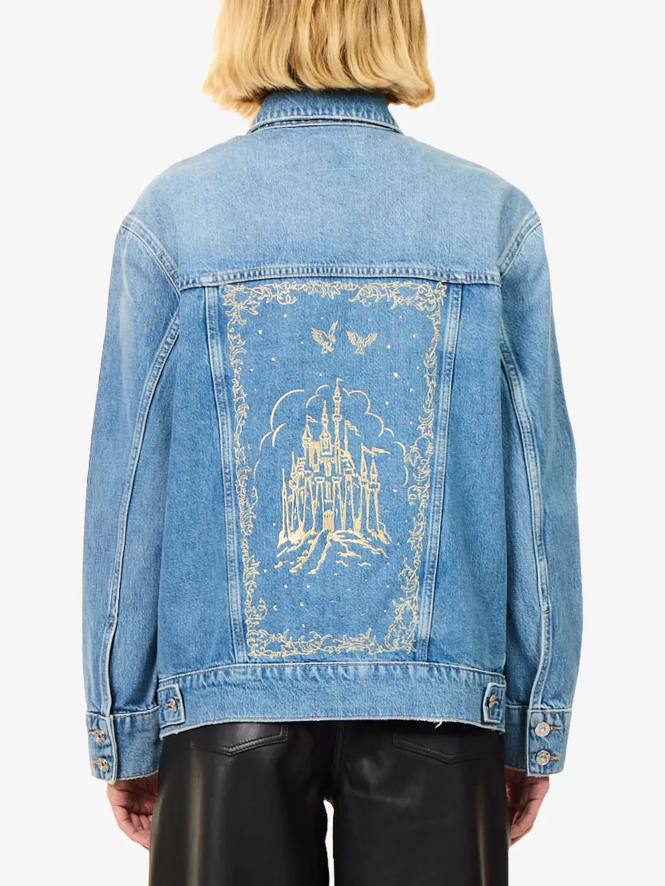 PAIGE x Disney Cinderella Story Book Cover Embroidered Wren Denim Jacket