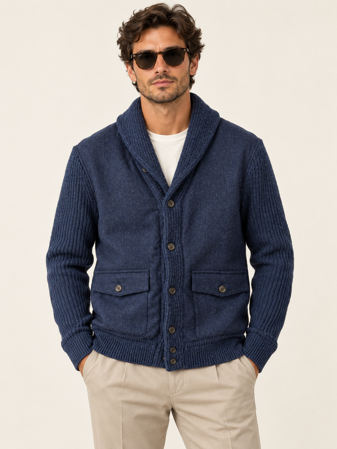 Ralph Lauren Polo Shawl Navy Wool Cardigan 