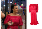 Saloni Grace Off The Shoulder Silk Satin Jacquard Midi Dress