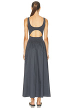 St Agni Grey Poplin Bateau Cut Out Dress
