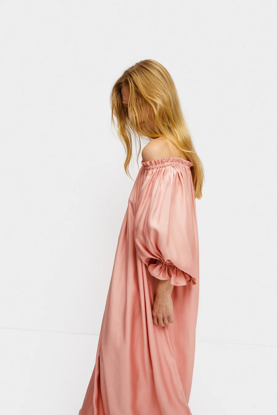 Sleeper Pink Satin Zephir Maxi Dress