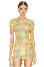 MIAOU Yellow Check Plaid Dion Mini Tee Top - House Of Huntington