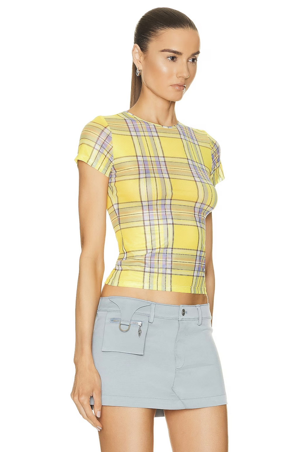 MIAOU Yellow Check Plaid Dion Mini Tee Top - House Of Huntington