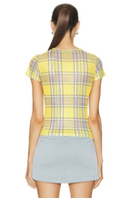 MIAOU Yellow Check Plaid Dion Mini Tee Top - House Of Huntington