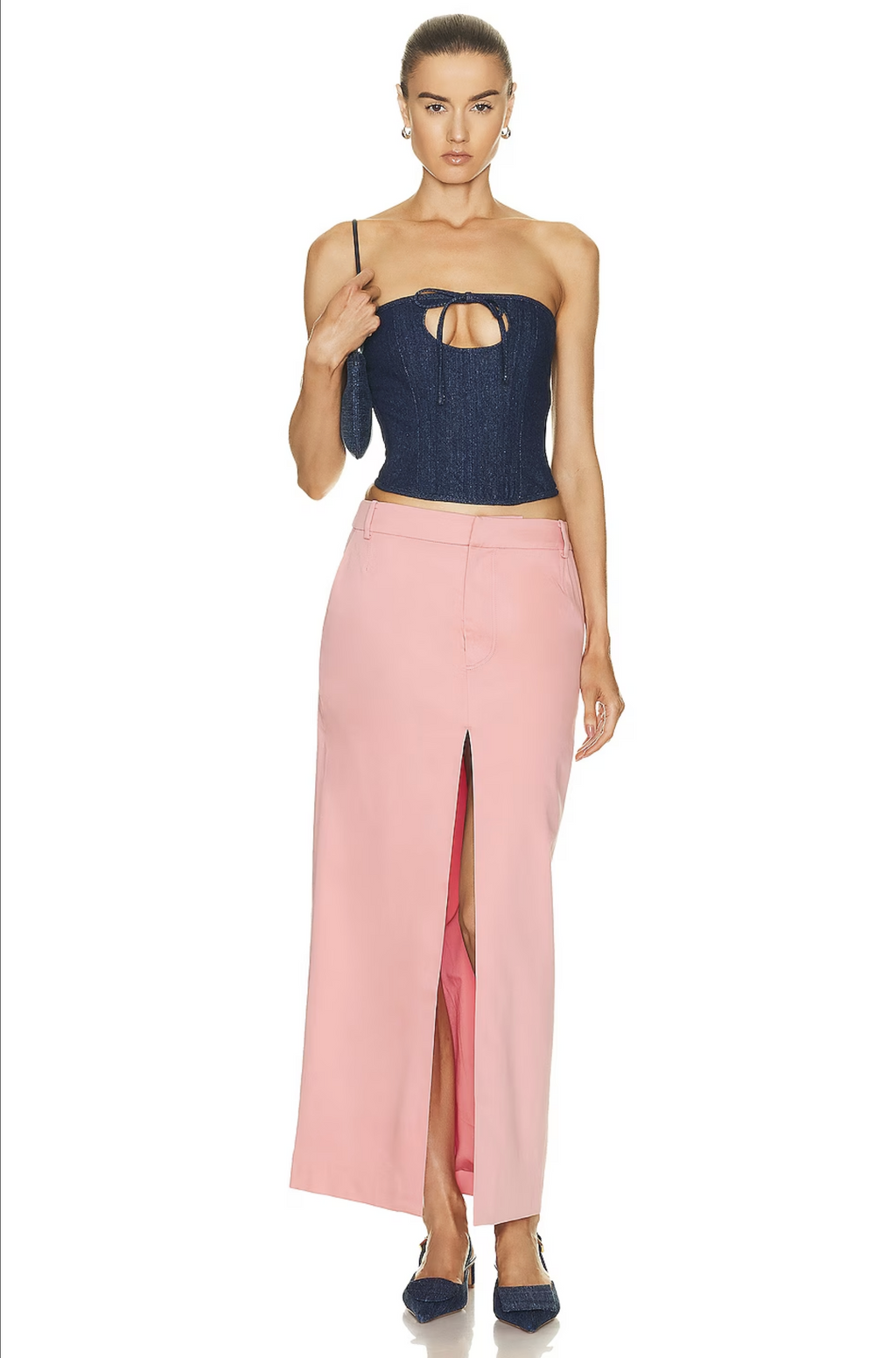 SIR. Giacomo Pink Split Front Midi Skirt - House Of Huntington
