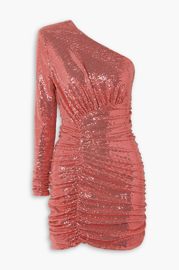 Alexandre Vauthier Pink Mini Dress Sequin One Shoulder Embellished
