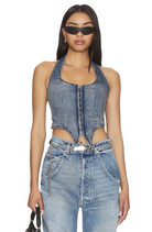 MIAOU Blue Denim Dani Echo Vest Corset Top - House Of Huntington