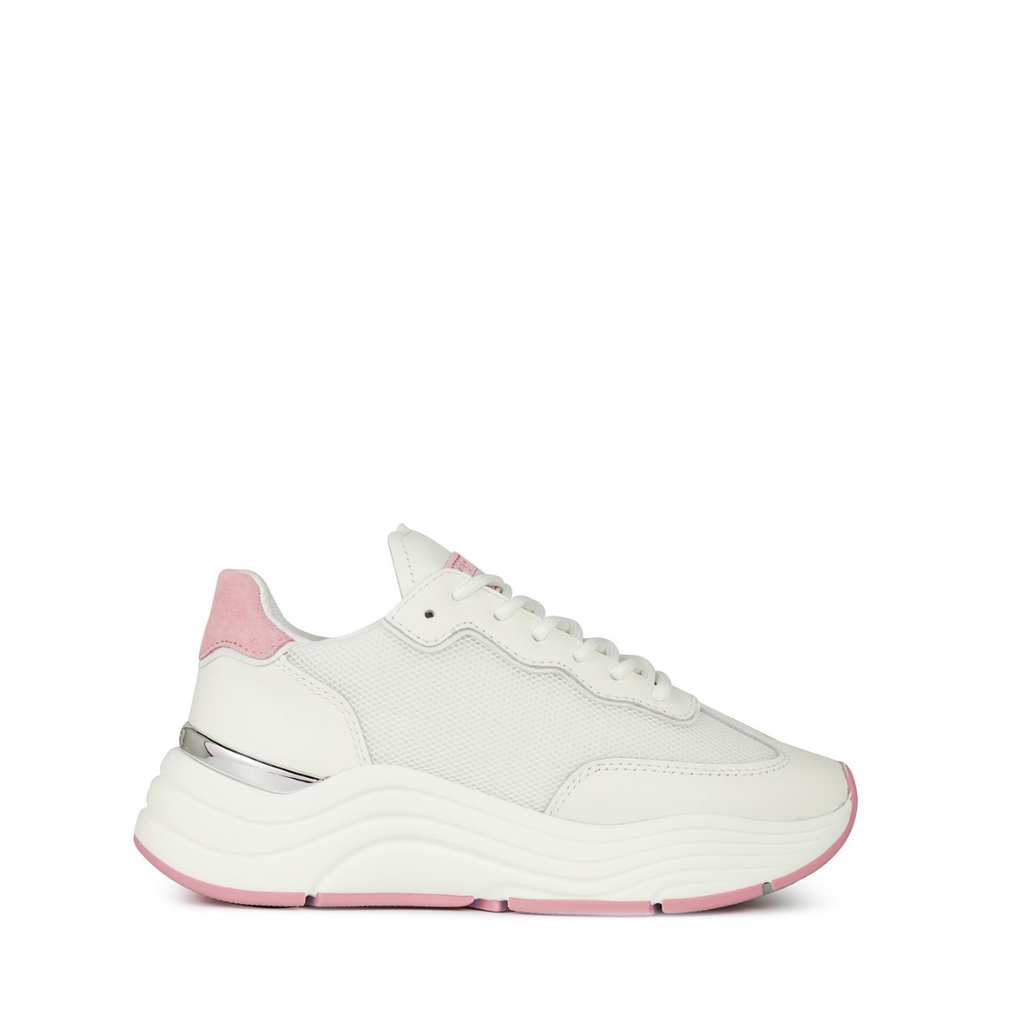 Mallet Womens Packington Trainers in White Pink Tab