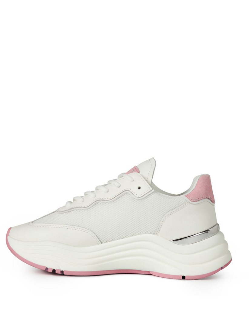 Mallet Womens Packington Trainers in White Pink Tab