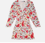 Rixo London Jules Poppies Floral Print Button Front V-Neck Summer Mini Dress - House Of Huntington