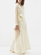 Taller Marmo Wrap Cream Striped Coat - House Of Huntington