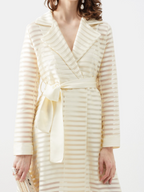 Taller Marmo Wrap Cream Striped Coat - House Of Huntington