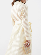 Taller Marmo Wrap Cream Striped Coat - House Of Huntington