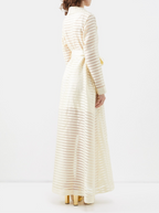 Taller Marmo Wrap Cream Striped Coat - House Of Huntington