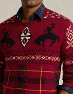 Ralph Lauren Polo Wool Blend Chunky Knit Western Fair Isle Sweater