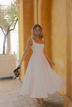 Odd Muse White Square Neck The Ultimate Muse High Waist Midi Dress