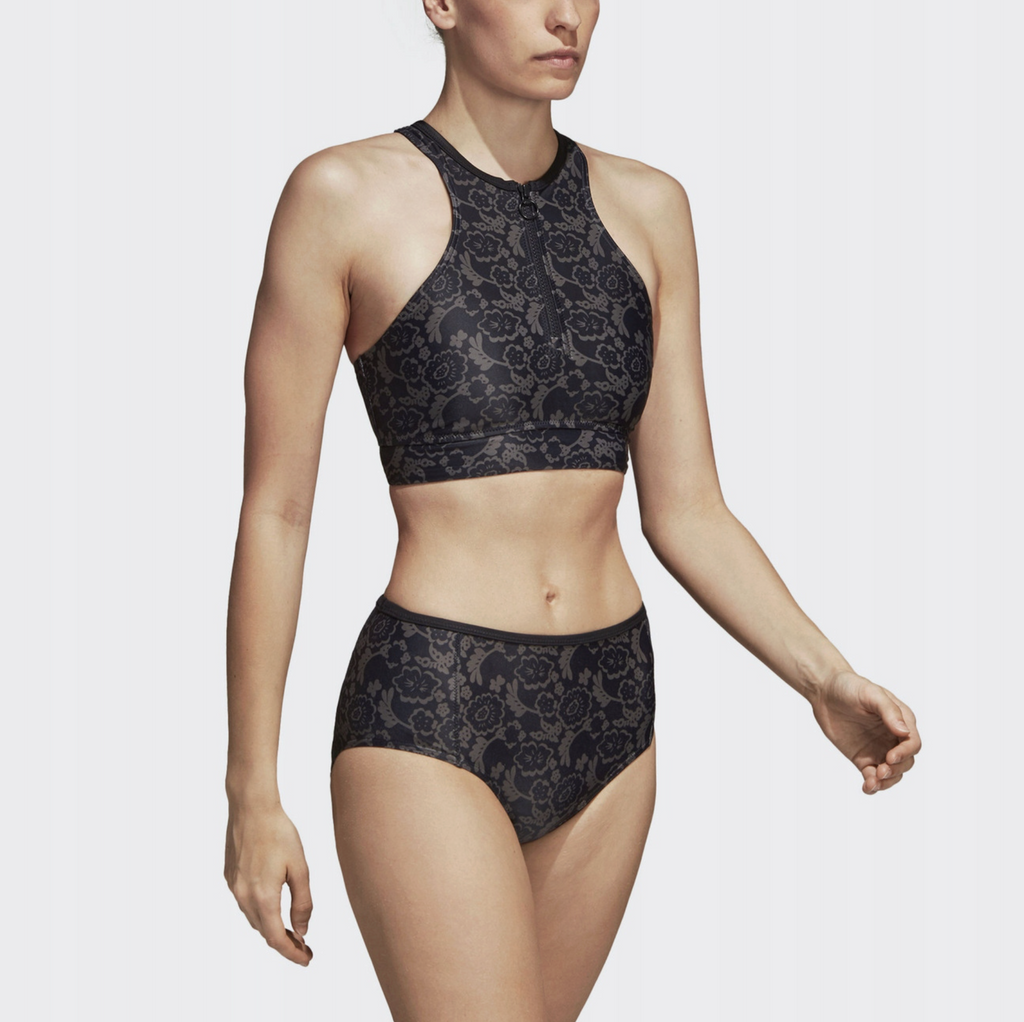 Stella McCartney Adidas Floral Print Zip-Up Tankini Bikini Top