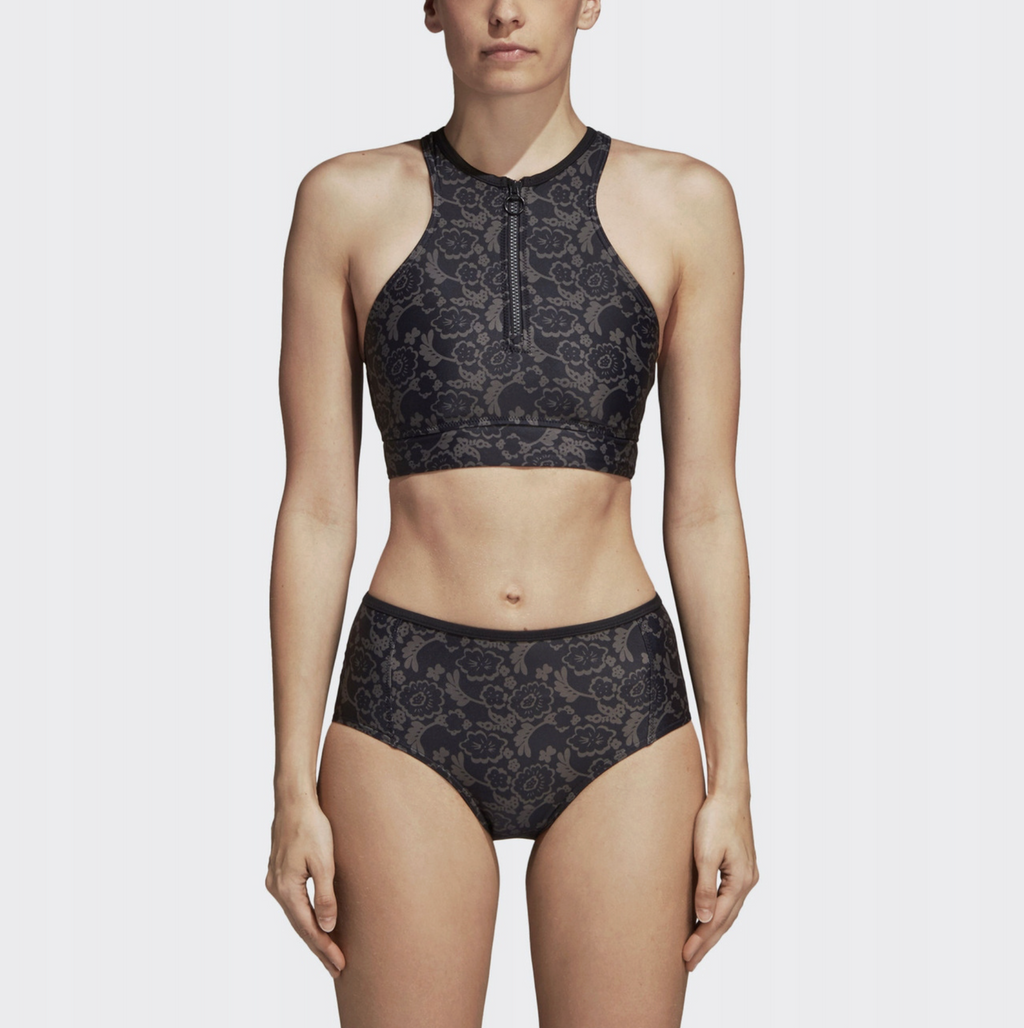 Stella McCartney Adidas Floral Print Zip-Up Tankini Bikini Top