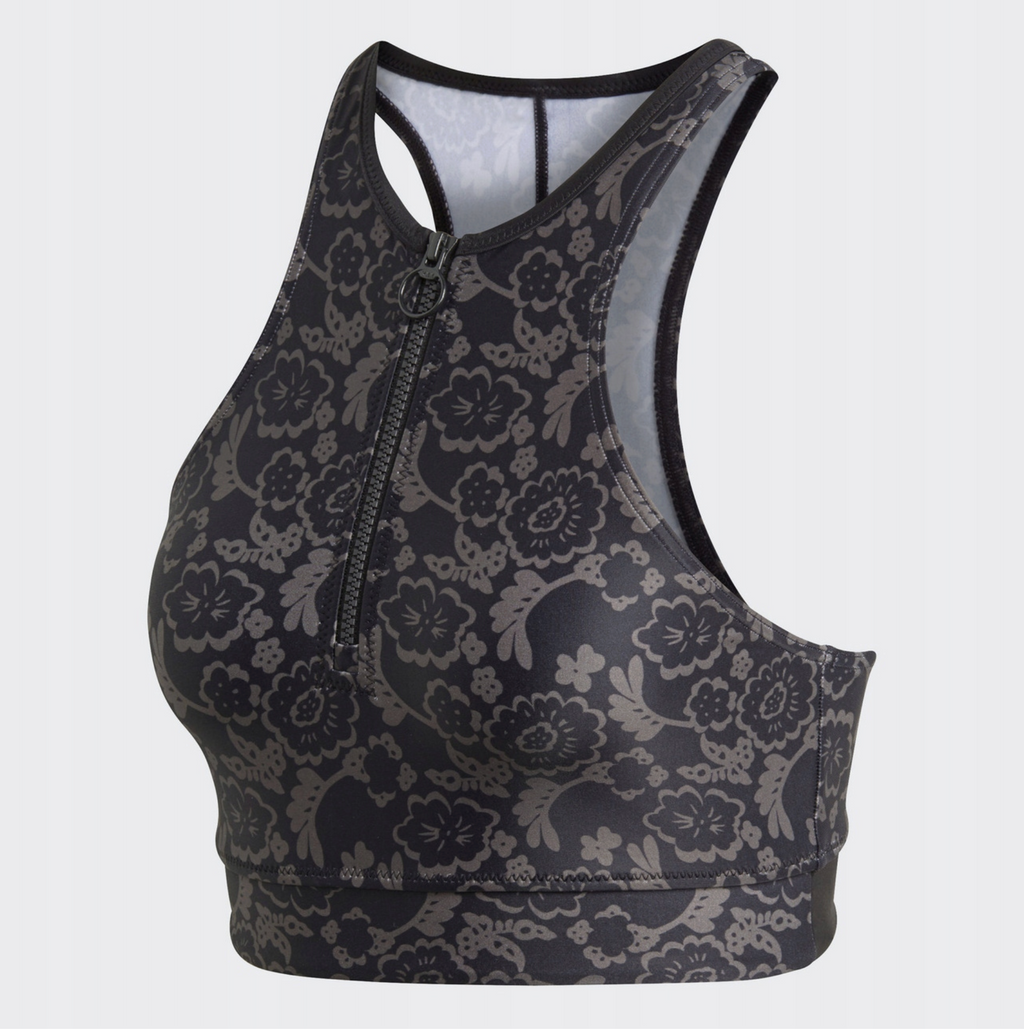 Stella McCartney Adidas Floral Print Zip-Up Tankini Bikini Top