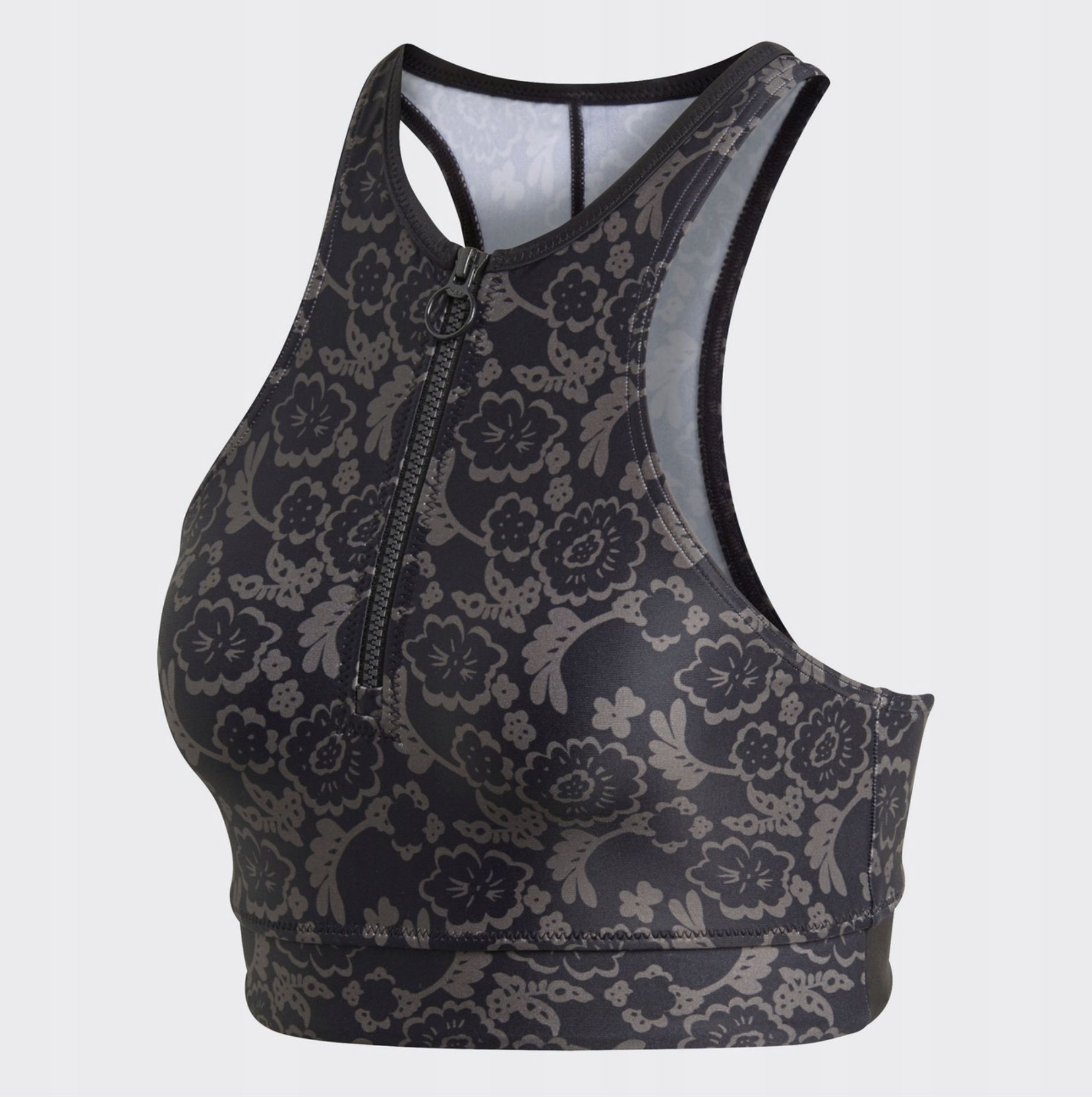 Stella McCartney Adidas Floral Print Zip-Up Tankini Bikini Top