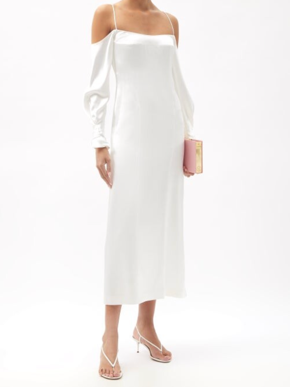 Galvan London White Valencia Off-The-Shoulder Silk-Satin Bridal Wedding Dress - House Of Huntington