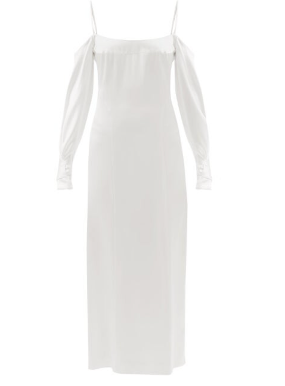 Galvan London White Valencia Off-The-Shoulder Silk-Satin Bridal Wedding Dress - House Of Huntington