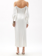 Galvan London White Valencia Off-The-Shoulder Silk-Satin Bridal Wedding Dress - House Of Huntington