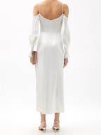 Galvan London White Valencia Off-The-Shoulder Silk-Satin Bridal Wedding Dress - House Of Huntington