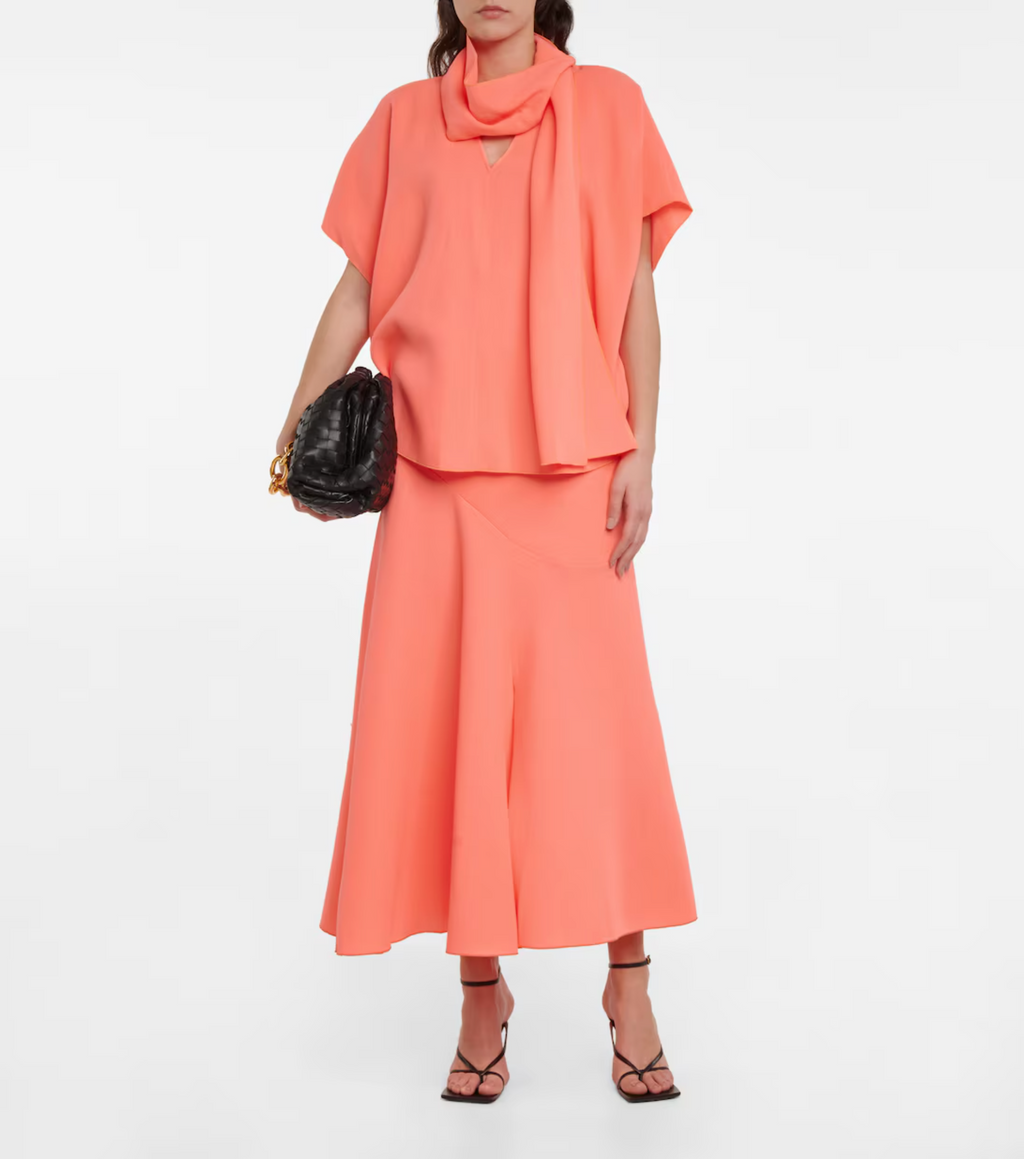 ROKSANDA Coral Adelaide Wool Crêpe Midi Skirt - House Of Huntington