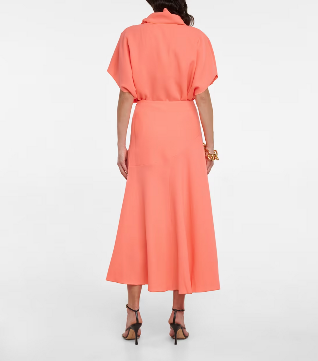 ROKSANDA Coral Adelaide Wool Crêpe Midi Skirt - House Of Huntington
