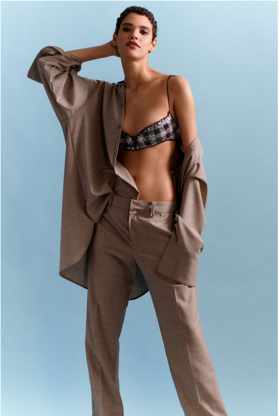 Ludovic De Saint Sernin Beige Wool Check Slim Suit Pants Trousers