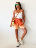 Isabel Marant Etoile Kaynetd Tie Dye Orange Linen Blend Shorts