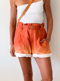 Isabel Marant Etoile Kaynetd Tie Dye Orange Linen Blend Shorts