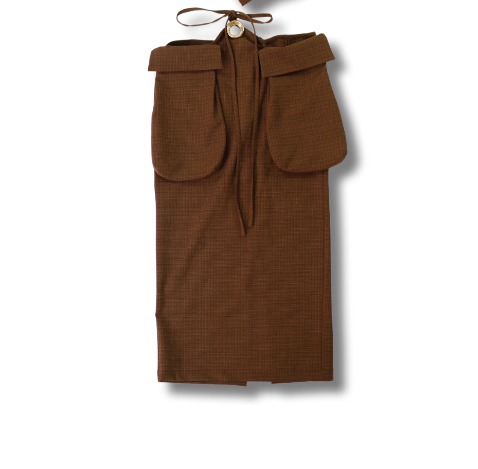 Christopher Esber Brown Wool Blend Checked Cargo Midi Skirt