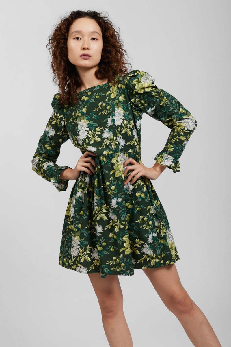 Batsheva x Laura Ashley Floral Square Neck Prairie Mini Dress