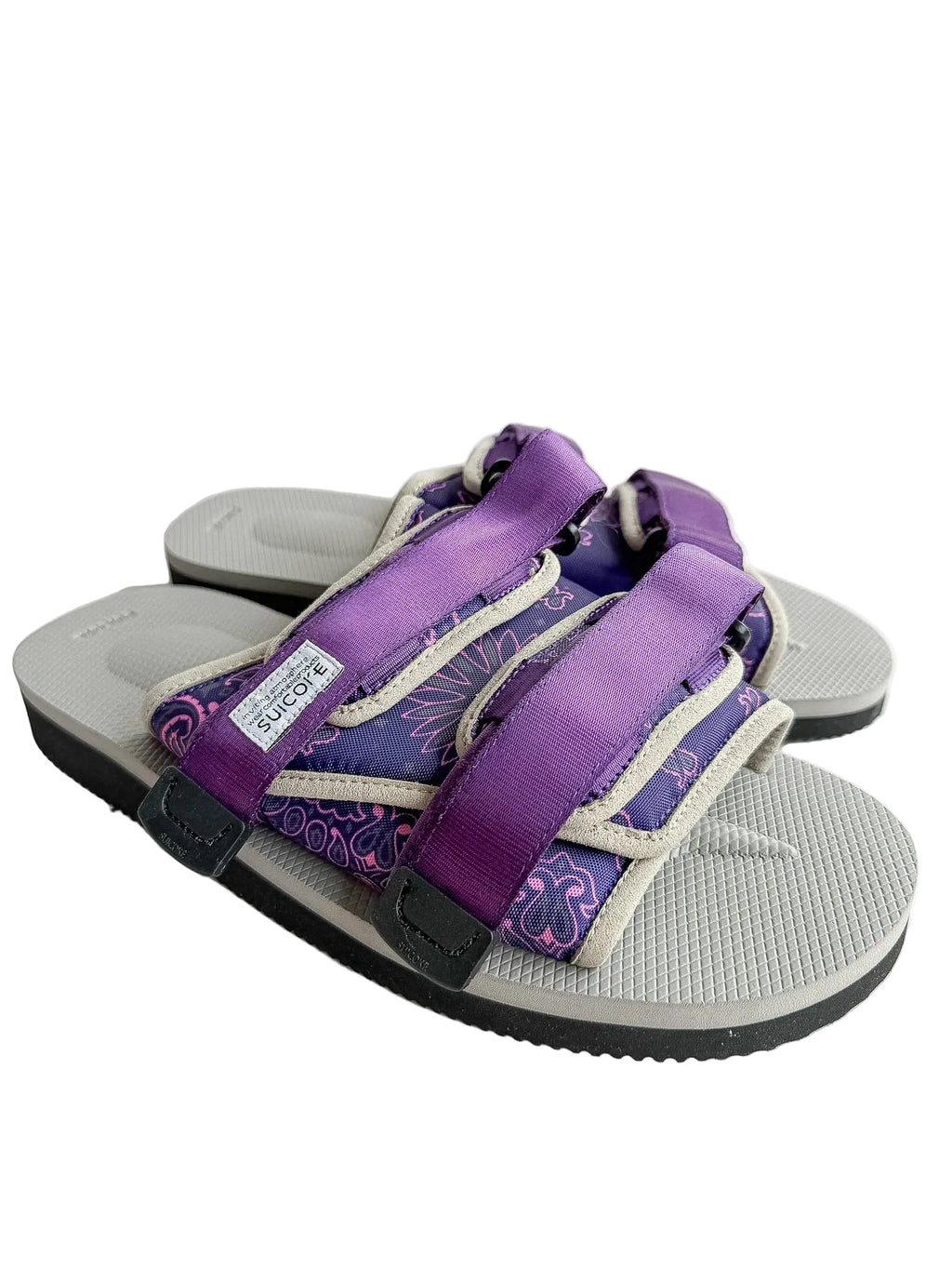 Suicoke Moto Cab Purple Paisley Sandals Sliders