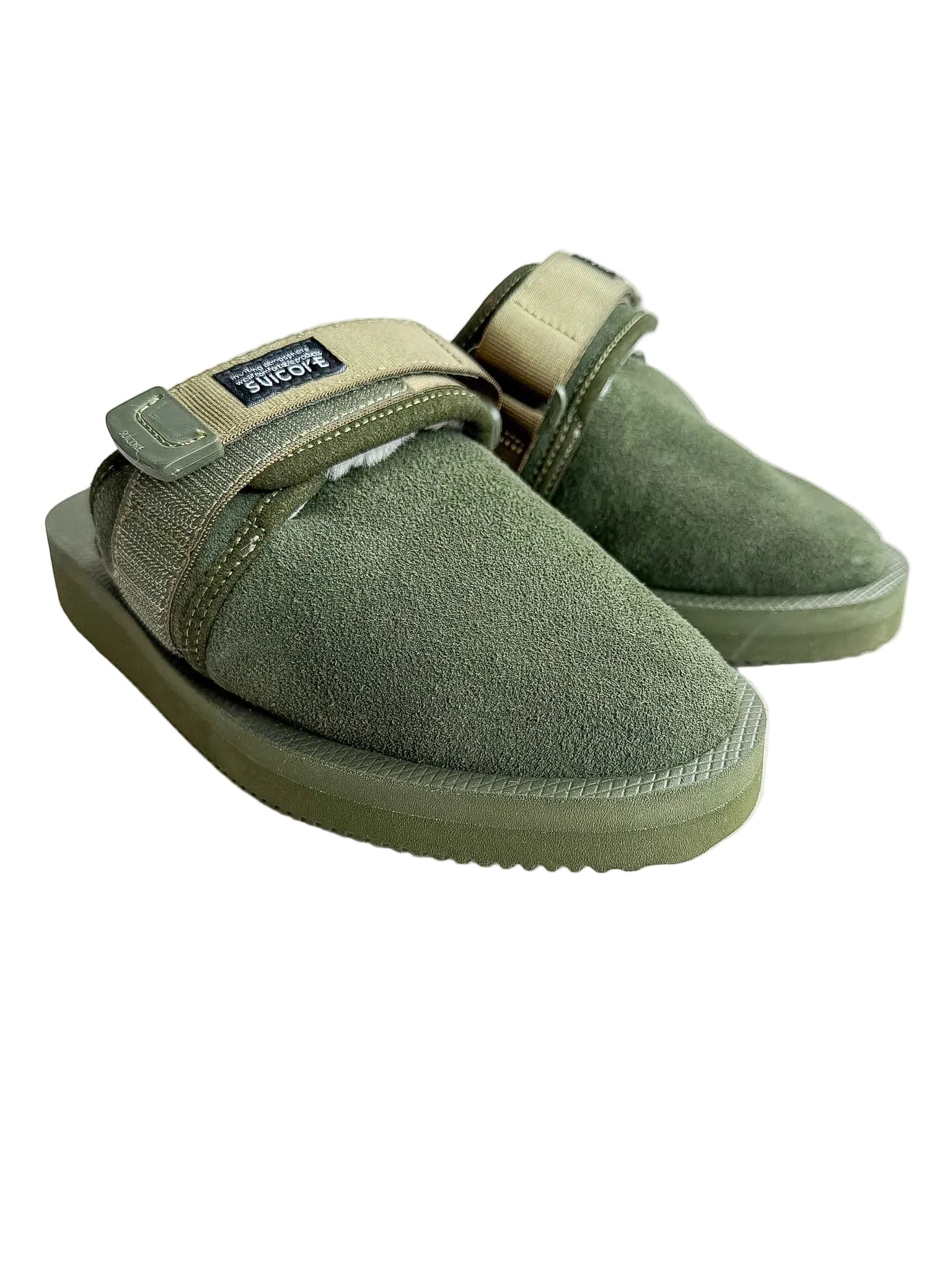 Suicoke Women's Green Zavo Shearling Slippers Sliders
