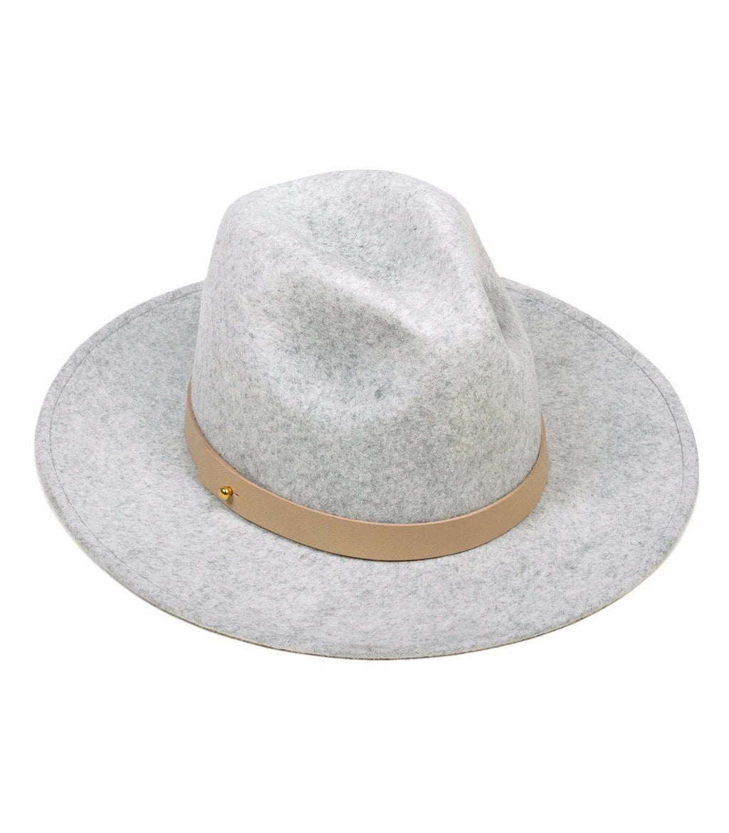 Lack Of Color Grey The Mack Fedora Leather Band Trim Boho Hat - House Of Huntington